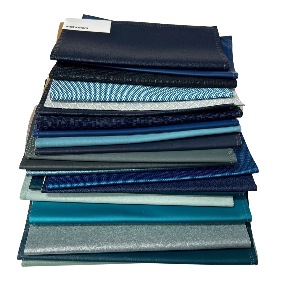20 Designer Blue Faux Leather Fabric Swatches Quilting Crafts Sewing Upholstery - Picture 2 of 6